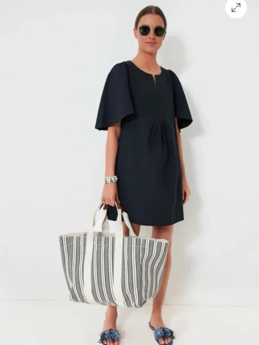 Tuckernuck POMANDER PLACE Deep Navy Finley Flutter Sleeve Dress Size XXXL - Picture 7 of 12